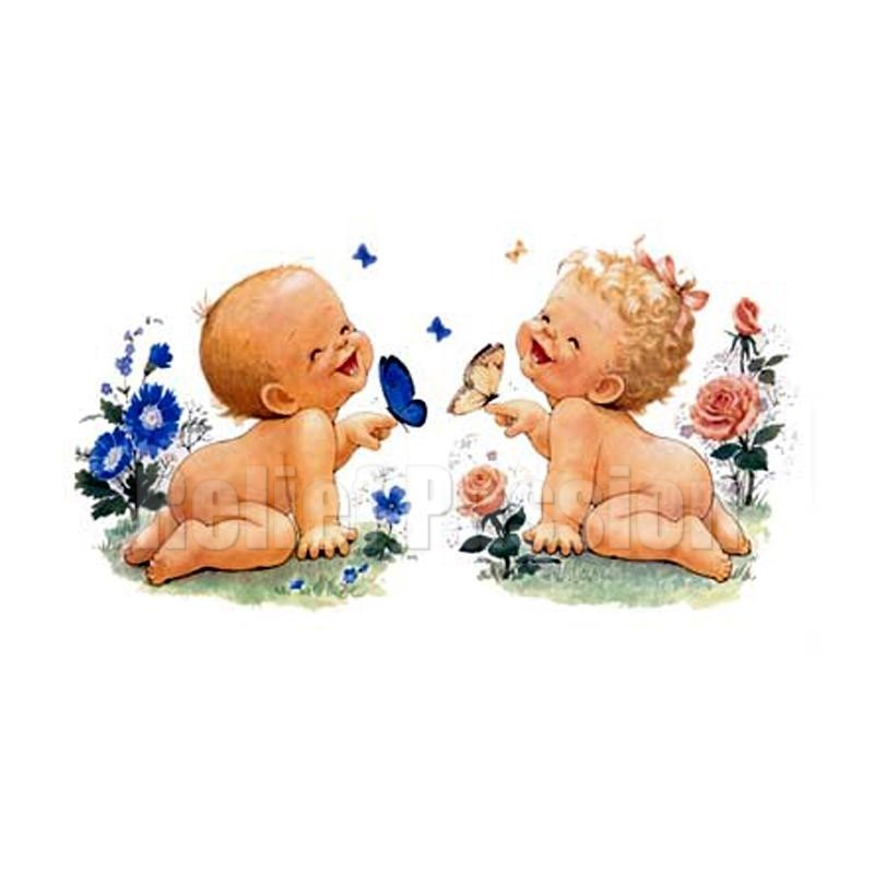 Bébés rieurs et papillons (24x30)