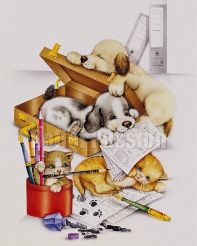 Chiots et chatons (24x30)