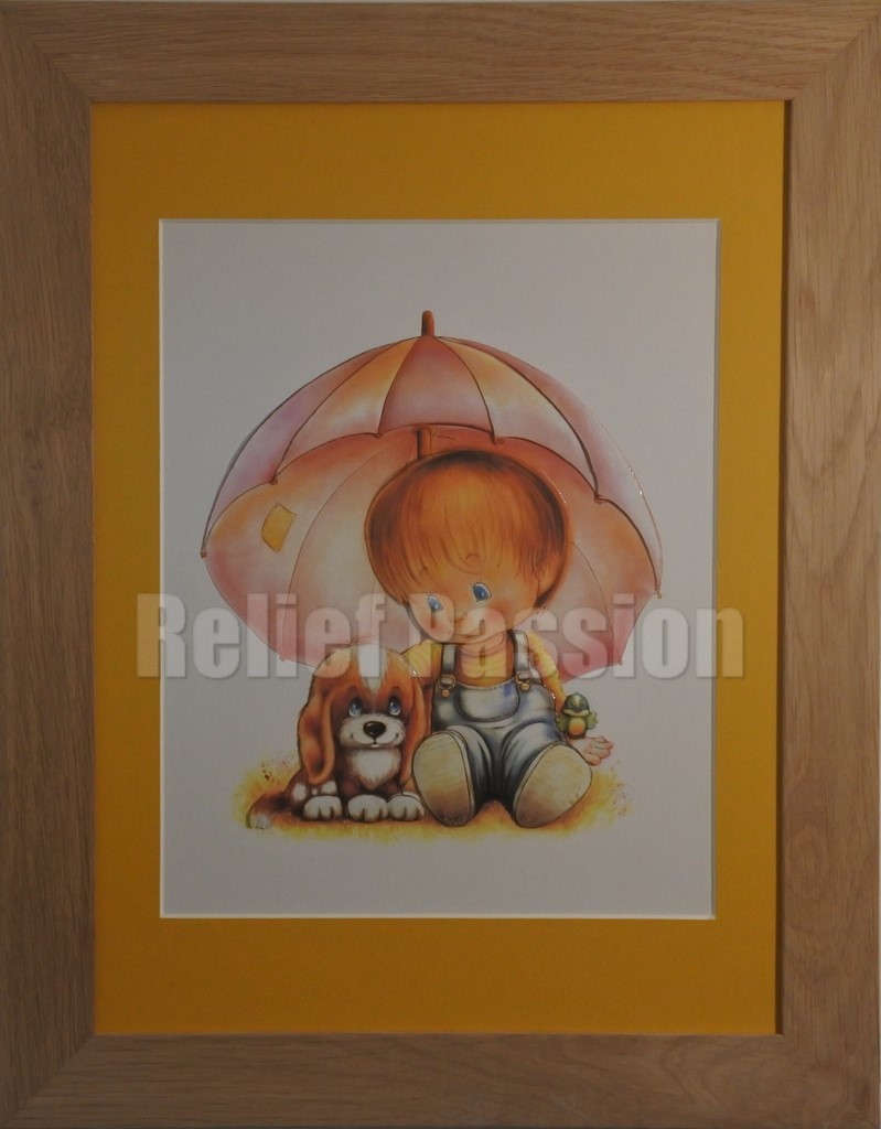 NAI132017-Petit garçon au parapluie avec chiot-(30x40)