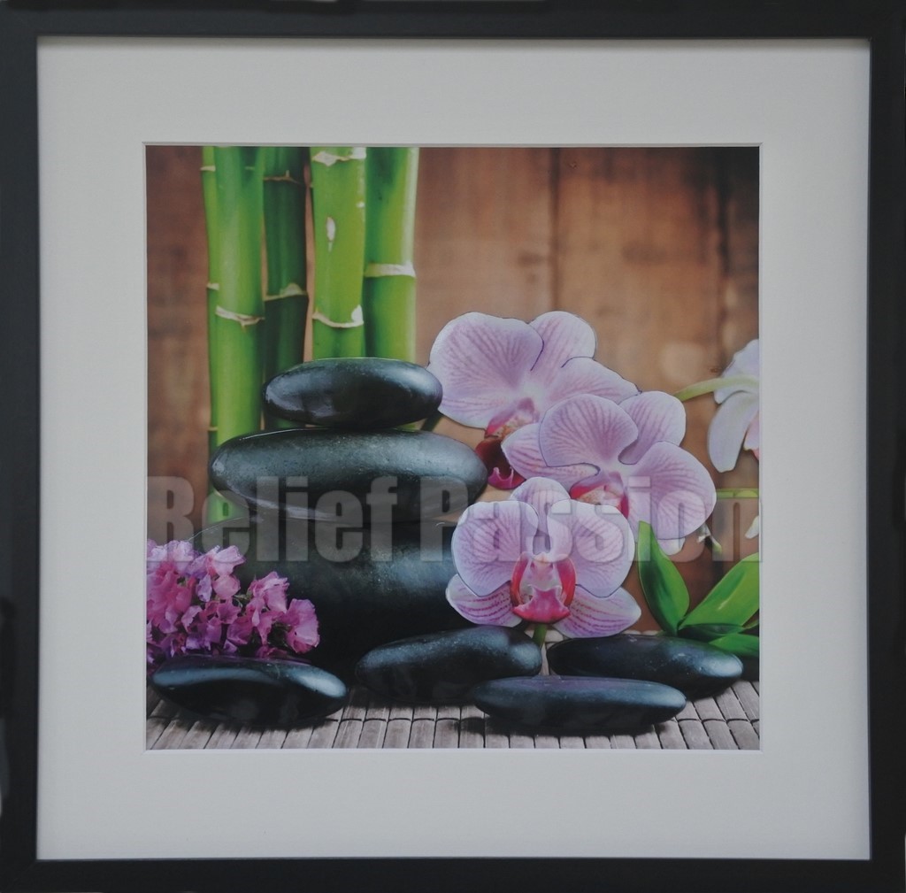 ZEN32017-Galets Orchidés et Bambous-(40x40)