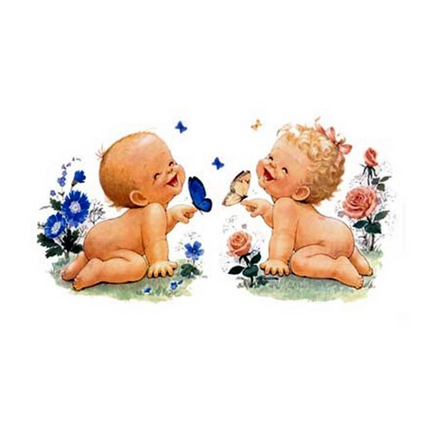 Bébés rieurs et papillons (24x30)
