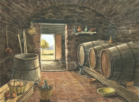 Cave et tonneaux (24x30)