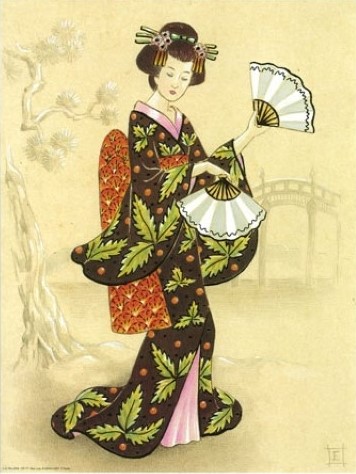 Chinoise 2 éventails (24x30)