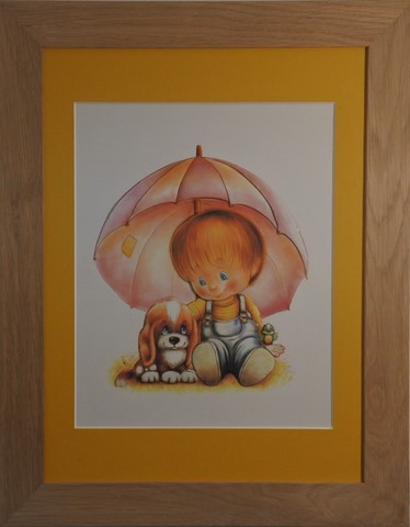 NAI132017-Petit garçon au parapluie avec chiot-(30x40)