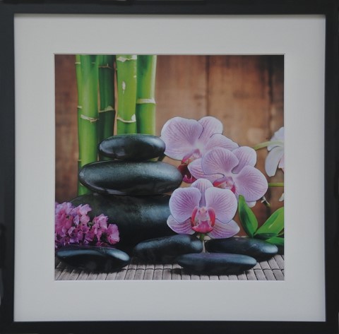 ZEN32017-Galets Orchidés et Bambous-(40x40)